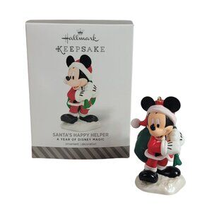 Hallmark Mickey Ornament Santa's Happy Helper Year of Disney Original Box 2014